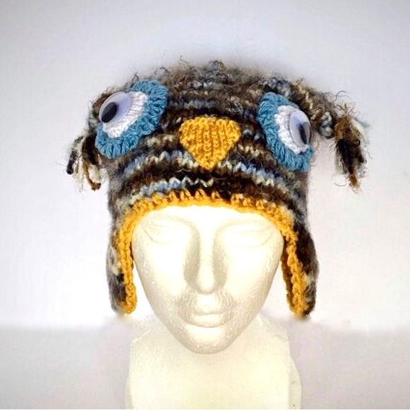 NWT Hand Knit Hoot Owl Childs Soft Beanie Hat with Googly Eyes Size 5-10 Years - Picture 5 of 10